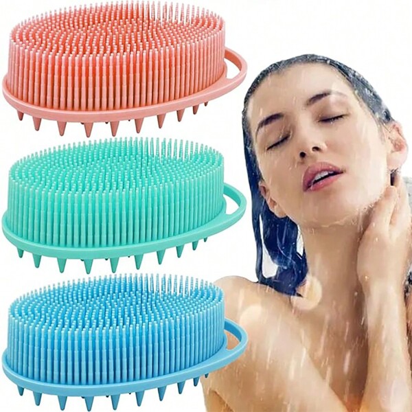 1 Stück Silikon Körperpeeling, doppelseitiger Silikon Badbürste, Peeling Körperbürste aus weichem Silikon geeignet für empfindliche und alle Hauttypen, sauber und hygienisch, leicht zu reinigen, bildet gut Schaum, lang anhaltend, geeignet für Badezimmer, Badewanne, Toilette, für Männer, Frauen und Kinder