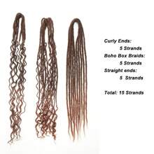 Extensiones de rastas de 24 pulgadas, estilo bohemio, de 3 en 1 con extremos rizados, juego de rastas hechas a mano de 15 hebras en estilo hippie y bohemio