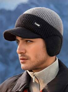 Adventure Ready, Two-Tone Knit Baseball Cap - Warm, Thick And Breathable For Winter Outdoor Activities | Stylish Dad Hat With Ear Protection | Perfect Choice For Couples Beanie Fall Outfit - Multicolor - View 3