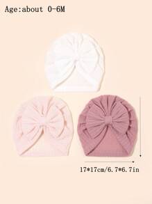 Newborn Baby Waffle Bow Headband Hat Set, Cute Turban Headwrap Cap For Infant