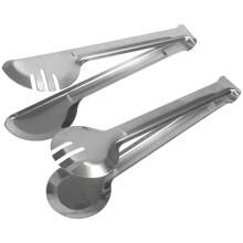 Multipurpose Tongs Salads Bread Pasta Barbecue Stainless Steel Kitchen Utensil - Bạc - Xem 1
