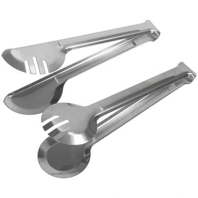 Kit 2 Pegador Multiuso Saladas Pães Macarrão  Churrasco Inox Utensilio de Cozinha