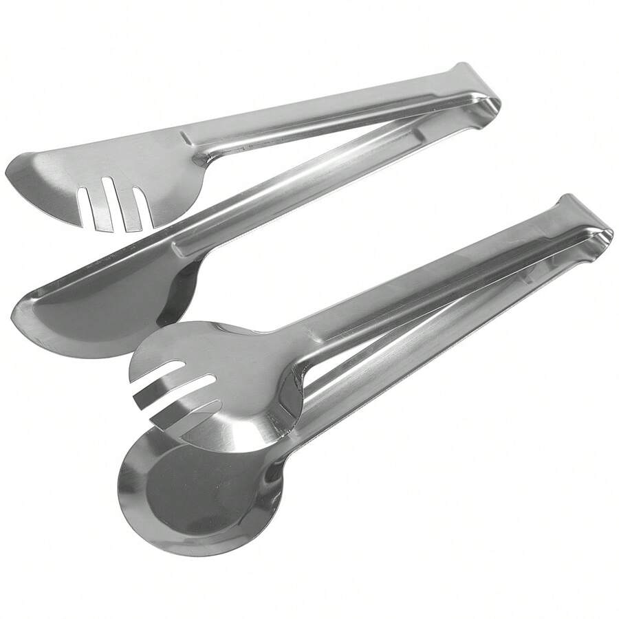 Multipurpose Tongs Salads Bread Pasta Barbecue Stainless Steel Kitchen Utensil - Bạc - Xem 1