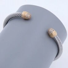 Brazalete ajustable de acero inoxidable con diseño bicolor en oro y plata, unisex, adecuado para uso diario, estilo punk/gótico, mejor regalo para festividades, joyería