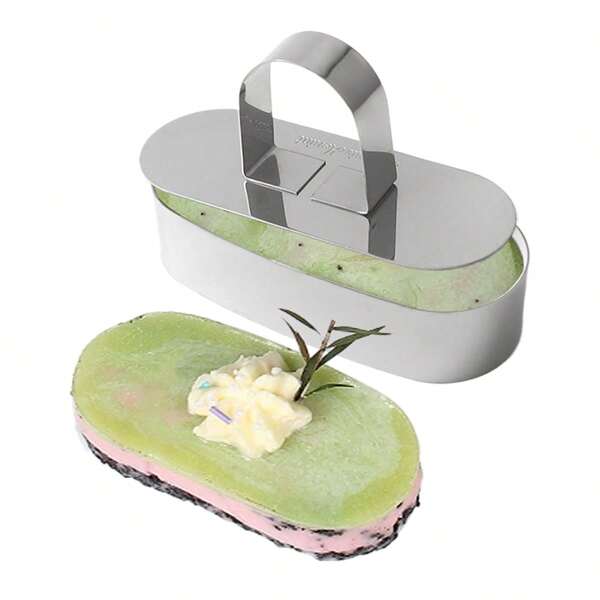 1 Stück/4 Stücke Edelstahl 4.25 Inch ovale Mousse-Backform, Kuchenbackform, DIY Cupcake, Salat, Dessert & Kuchen Dekorationswerkzeug