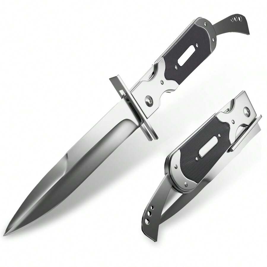Pocket Knife Tactical Knife Large 5.7" Steel Blade G10 Handle Extender Double Edge Folding Pocket Knife For Men, Camping, Survival, EDC , Outdoor Silver Knives - màu đen - Xem 1
