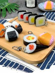 1pc Realistic Japanese Sushi & Rice Ball Charm Creative Gift Bag Pendant & Keychain Winter Gifts For Women - Multicolor - View 2
