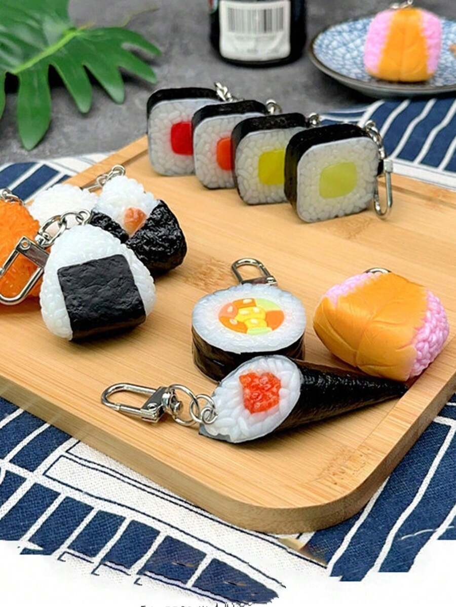 1pc Realistic Japanese Sushi & Rice Ball Charm Creative Gift Bag Pendant & Keychain Winter Gifts For Women