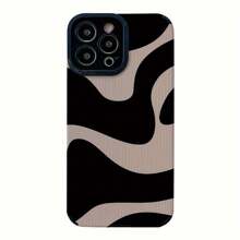 1pc Black & White Wave Pattern, High-Quality Plated Crafted Phone Case Compatible With Iphone 16/15/15Pro/15ProMax/14/13/12/11/XsMAX Series, Creative Unisex Couple Phone Protective Cover - Multicolor - View 6