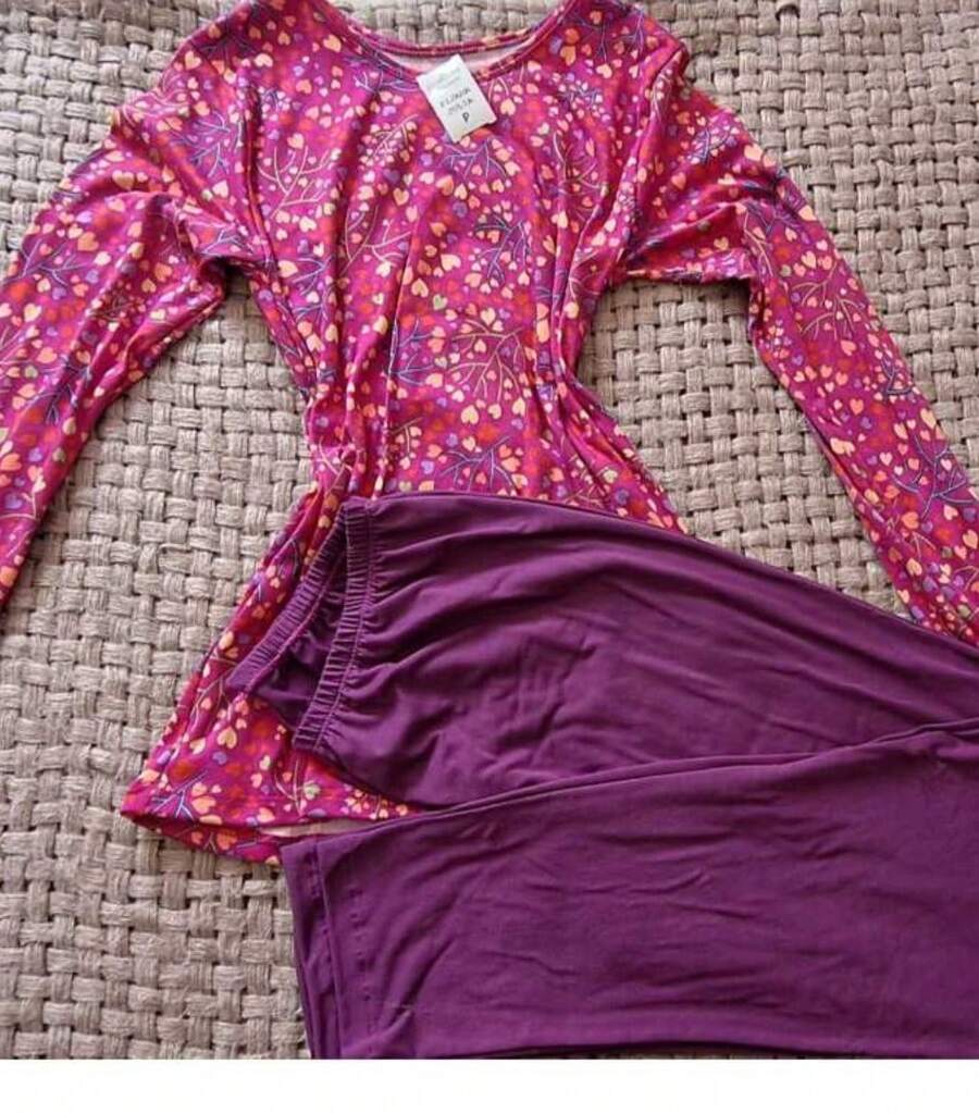 Women's Winter Long Sleeve Suede Pajamas: Warm And Comfortable Print - 玫紅色 - 查看 1