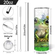 1 英寸款式 20 盎司不锈钢真空保温水瓶，平底玻璃杯，多功能饮料杯，送给家人和朋友的专属礼物，可重复使用，派对水杯，外观可爱的带盖办公室水杯，手感舒适，适合健身、旅行、办公室和家庭使用 - 彩色 - 查看 2