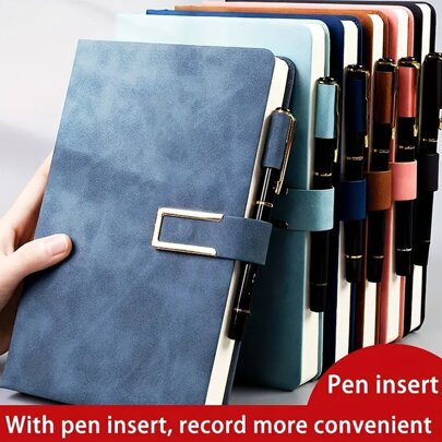 1pc Classic PU Leather Notebook With Personalized Soft Cover And Bookmark - Suitable For Business Meetings, College Students, And Love Diaries,School Supplies,Back To School