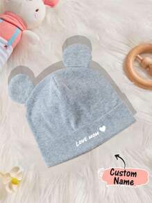 1pc Custom Printed Letter Logo Baby Hat, Soft And Skin-Friendly, Better Protection And Warmth For Baby Head Back To School Winter Gift Ideas Boy Girl Valentine's Day