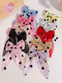 10pcs/11pcs Random Color Ribbon & Bow Hair Clips, Fashion For Women Claw Clips Hair Claws Hair Barrettes
