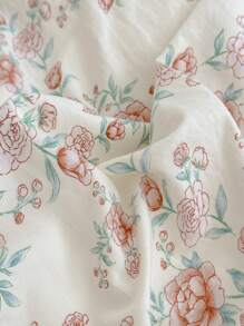 Bộ đồ giường giặt ren hoa 4 món bao gồm 1 vỏ chăn, 1 ga trải giường, 2 vỏ gối (không có ruột) - Màu xanh bạc hà - Xem 7