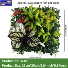 1 pieza Planta artificial decorativa para exteriores de 25cm*25cm/9.84pulg*9.84pulg, follaje artificial para exteriores, decoración de boda, decoración del hogar, decoración de pared, planta artificial, césped, flores artificiales, apta para decoración de bodas, decoración del hogar, decoración de exteriores