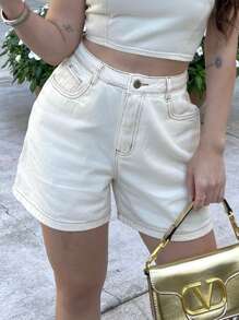 Women's Mom Shorts High Waist Boyfriend Jeans Bermuda Loose Fashion Basic Beach Style - 查看 1