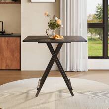 Living And Home Folding Wooden Dining Table - Black 80cm W X 80cm D X 74cm H - View 3