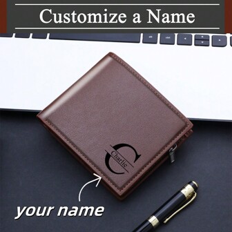 Custom Wallet, 2024 New Men's Short Wallet, Wallet Short Men's Thickened Men's Wallet With Zipper And Multiple Card Slots Men's Wallet Christmas Gift, Halloween Gift, Valentine's Day Gift, Gift For Dad Valentines,New Year Glamour