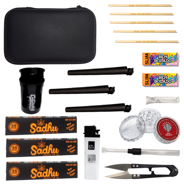dia dos paisSet Of 20 All Black Items Kit Case Bag Silk Cigarette Holder Scissors Mocó Pestle Lighter Mocó Crusher Scissors Cigarette Holder Pestle Pot