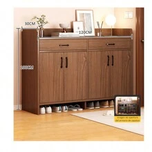 Zapatera Madera Organizador Modernos Con 4 Puertas 120*100cm - Marrón - Ver 9