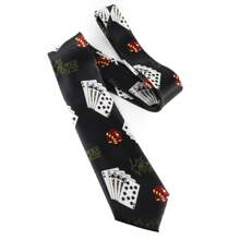 ZONFAZ 1pc Men Musical Note, Music Sheet, Piano Keys, Playing Card Pattern Business Fashion Necktie, 8cm Width Satin Texture, Suitable For Music Performance, Ceremony, Wedding, Party Matching