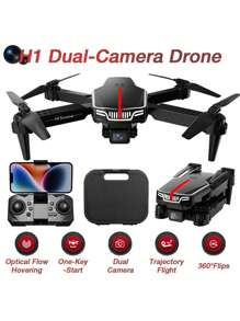H1 Advanced Edition Drone, Toy Remote-Controlled Aircraft, Flowing Light & Dual Cameras, 480P Shooting, 6-Minute Flight Time, Faster & More Stable, Stunt Flying Drone, Perfect Holiday/Birthday Gift And Surprise.Christmas/Gifts/New Year's Day