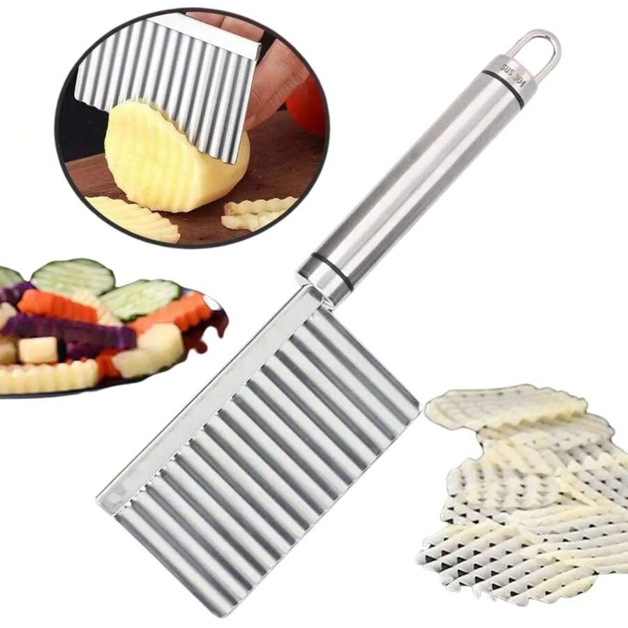 Stainless Steel Wavy Cutter Potato Decorated Vegetables Chips - Bạc - Xem 1