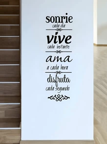 1pc Spanish Wall Stickers PVC Waterproof Decal Stickers Self-Adhesive Paper Wall Sticker,Simple Letter Graphic Removable Wall Decal For Home Decoration Living Room - Multicolor - View 3