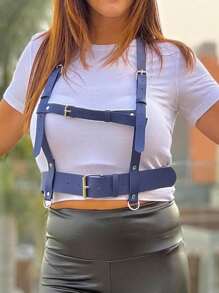 1件装女士朋克风蓝色吊带腰带，适合搭配衬衫、T恤等日常穿着 - 藍色 - 查看 7