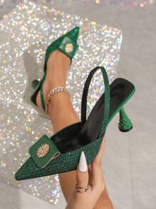Luxury Elegant Lady Style Headwrap Sandals Women Shoes, New Summer 2024 Pointed Toe High Heel Slip-On Pumps