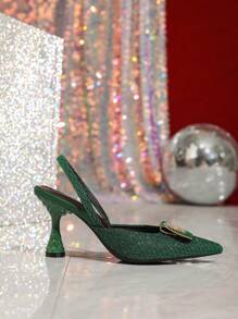 Luxury Elegant Lady Style Headwrap Sandals Women Shoes, New Summer 2024 Pointed Toe High Heel Slip-On Pumps