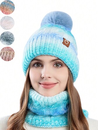 2 件装冬季男女款针织无檐便帽，带羊毛衬里的保暖无檐便帽