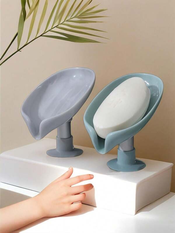 4/2/1 pezzi Portasapone senza foratura con ventosa inclinata, semplice per il bagno, per raccogliere e drenare il sapone, per uso domestico e per il ritorno a scuola