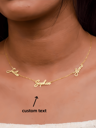 1pc Gold Rose Gold Custom Personalized Family Necklace Multiple Name Necklace Three Name Necklace Delicate Name Necklace Mother's Day Gift For Women Party Birthday Jewelry Gift For Lovers
