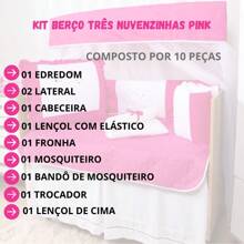 10 Piece American Crib Kit With Embroidered Side Protector For Boys And Girls - Three Little Pink Clouds - View 9
