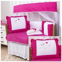 10 Piece American Crib Kit With Embroidered Side Protector For Boys And Girls - Three Little Pink Clouds - View 4