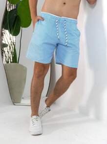 Tactel Shorts Thick Men's Mauricinho Adult Surf Beach Pool Quick Dry Gym Bermuda Summer - Baby Blue - View 2