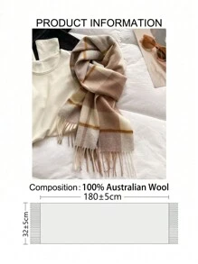 FADZOYLE 1 件女士 100% 羊毛时尚围巾长披肩大格子冬季保暖格子大围巾加厚保暖针织格子披肩和围巾厚羊毛旅行毯围巾男士中性优雅女士日常生活装旅行办公室礼物 - 圍巾 - 查看 4