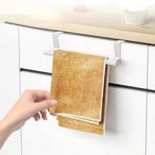 1 件厨房水槽毛巾架套装，大号 + 小号，橱柜门挂式毛巾架（黑色/银色/白色），无需钻孔，适用于橱柜门、抽屉、多功能毛巾架 - 白色 - 查看 14