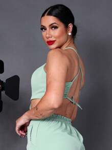 Women's Long Tailored Jumpsuit With Cargo Flare Pantaloons - 薄荷綠 - 查看 4