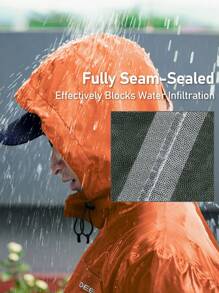 RODEEL 男士户外轻便防水防风长袖拉链连帽夹克非常适合户外徒步钓鱼骑行四季运动服 - 橘色 - 查看 9