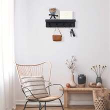 Soporte de pared para llaves, organizador de pared de madera para el hogar con 7 ganchos y estante de exhibición, estante de pared para sala de estar, entrada, cocina, baño, organizador de cocina y baño, luces de jardín, ganchos colgantes de pared, decoración del Día de San Valentín, soporte para llaves, soporte de pared para llaves, perchero de llaves - 7 ganchos - Ver 8