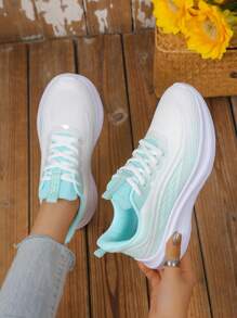 Giày thể thao vải in hoa cho nữ, buộc dây, nhẹ, thoáng khí, đàn hồi, cổ thấp, thích hợp để chạy bộ, dễ vệ sinh trong mọi mùa - màu xanh lá - Xem 4