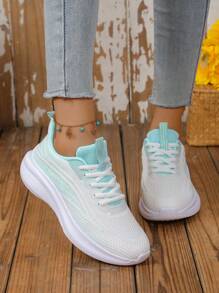 Giày thể thao vải in hoa cho nữ, buộc dây, nhẹ, thoáng khí, đàn hồi, cổ thấp, thích hợp để chạy bộ, dễ vệ sinh trong mọi mùa - màu xanh lá - Xem 5