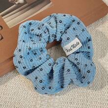 1 pièce Chouchou en polyester (polyester) à motif floral à carreaux, style campus toutes saisons, gros liens pour les cheveux à fleurs - Multicolore - Voir 8