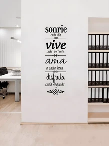 1pc Spanish Wall Stickers PVC Waterproof Decal Stickers Self-Adhesive Paper Wall Sticker,Simple Letter Graphic Removable Wall Decal For Home Decoration Living Room - Multicolor - View 1