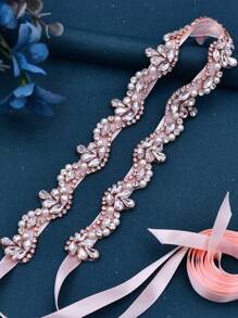 1件新娘水钻装饰腰带，女士礼服配饰，适用于婚礼、派对、晚礼服，澳大利亚婚礼季情人节配饰