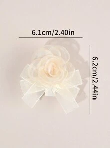 2 件装女孩米色发夹，儿童花朵装饰发夹，幼儿可爱发饰派对礼物 - 蝴蝶結髮夾 - 查看 7