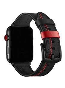 1pc Leather Strap Compatible With Apple Watch Compatible With Men Women Apple Watch Band 40mm Ultra2 49mm 44mm 45mm 46mm 41mm 42mm 38mm Outdoor Business Style Bracelet Compatible With Watch Series 10 SE 9 8 7 6 5 4 3 2 1 Gifts For Lovers Day Apple Watch Strap Accessories(Only Watchband) - Black - View 4